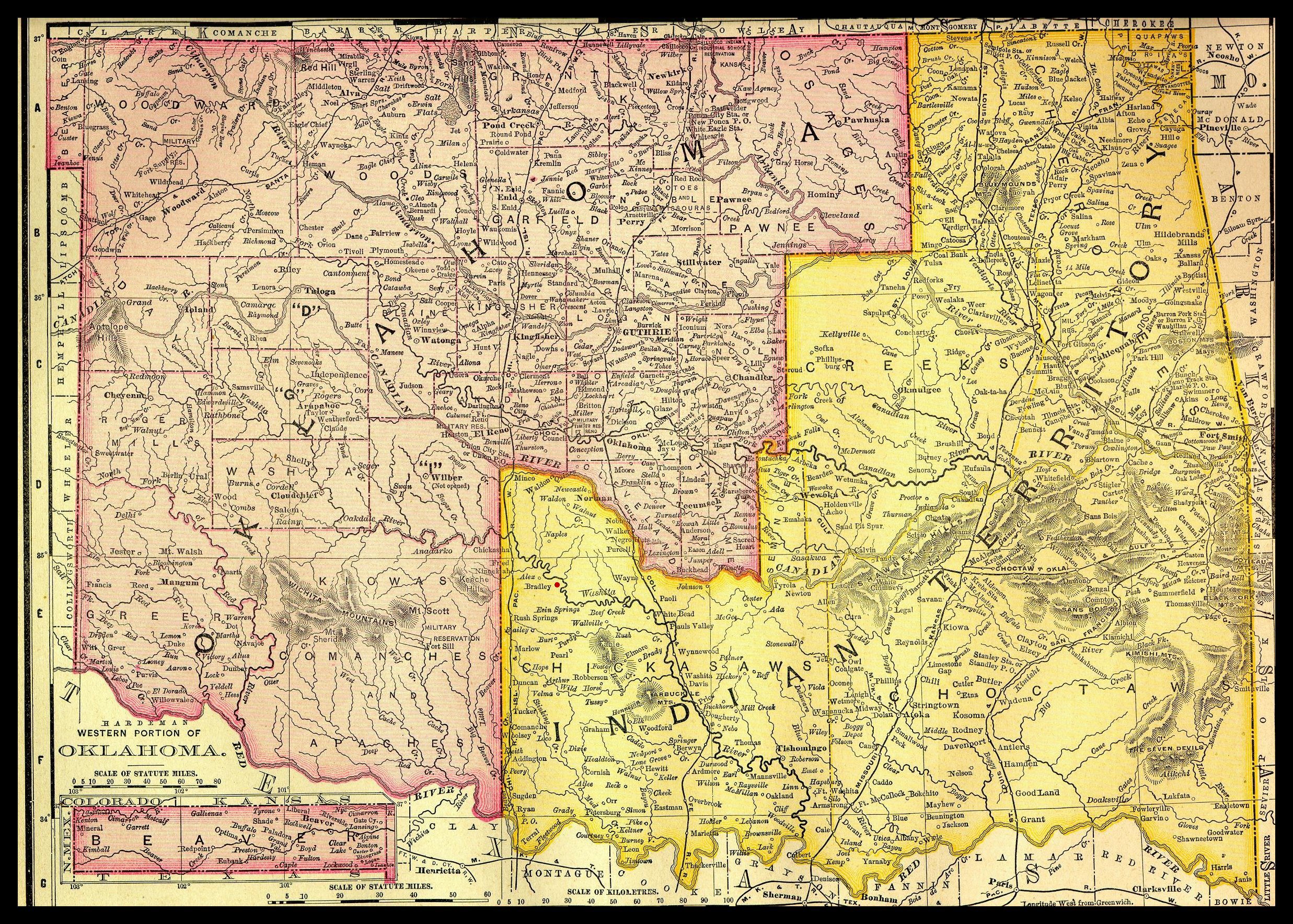 Cattle Trails 1870 · Oklahoma/Indian Territory Map 1895 